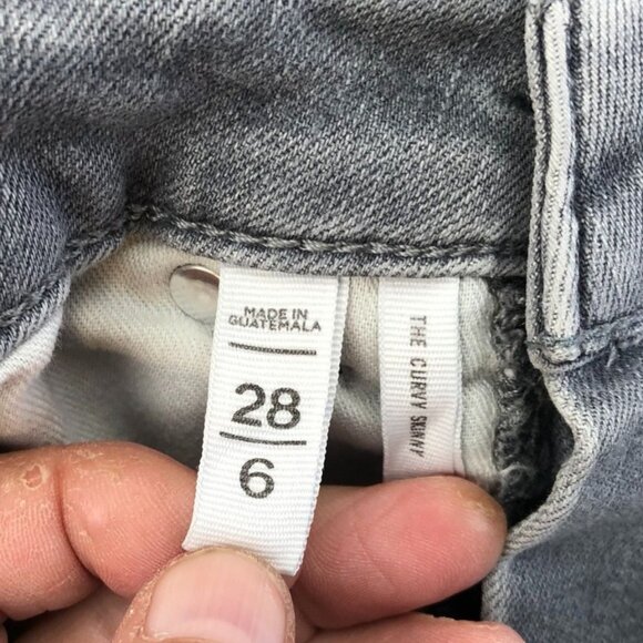Loft Womens Jeans Size 28/6 Curvy Skinny High Rise Ankle Frayed Hem Gray Denim - Picture 4 of 16